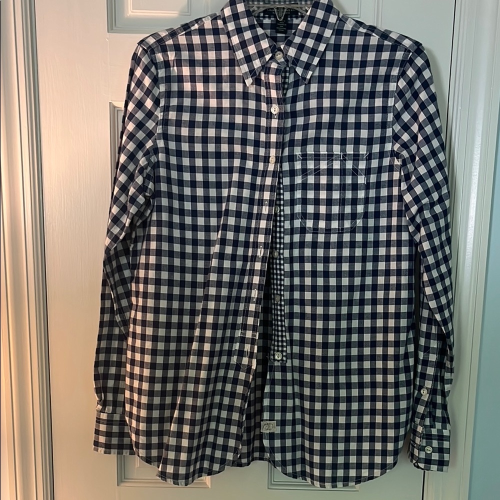 Ralph Lauren Blue and White Gingham Blouse